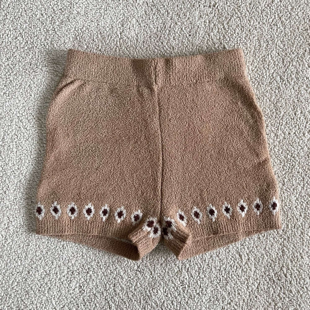 Francesca's Collections High Waist Tan cowgirl neutral cottage  Knit Shorts S